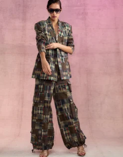 Sale Cynthia Rowley Madrid Madras Cargo Pants PLAID