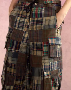 Sale Cynthia Rowley Madrid Madras Cargo Pants PLAID