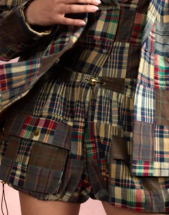 Discount Cynthia Rowley Madrid Madras Cargo Shorts PLAID