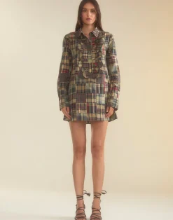 New Cynthia Rowley Madrid Madras Tuxedo Dress PLAID