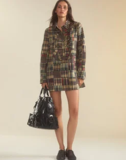 New Cynthia Rowley Madrid Madras Tuxedo Dress PLAID