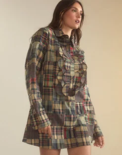 New Cynthia Rowley Madrid Madras Tuxedo Dress PLAID