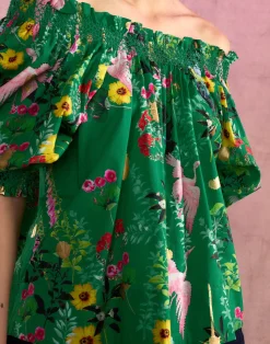 Sale Cynthia Rowley Malta Off Shoulder Blouse GRNFL