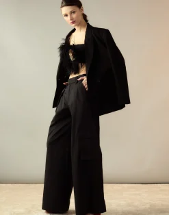 Online Cynthia Rowley Marbella Cotton Cargo Pant BLACK