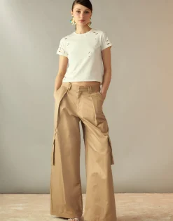 Hot Cynthia Rowley Marbella Cotton Cargo Pant KHAKI