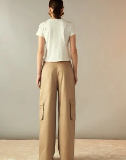 Hot Cynthia Rowley Marbella Cotton Cargo Pant KHAKI