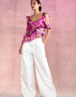 Outlet Cynthia Rowley Marbella Cotton Cargo Pant White