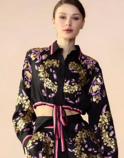 New Cynthia Rowley Marseille Shirt BLKGD