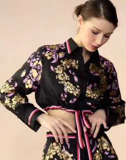 New Cynthia Rowley Marseille Shirt BLKGD