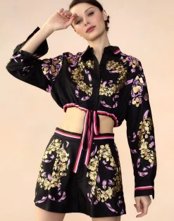 New Cynthia Rowley Marseille Shirt BLKGD