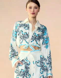 Outlet Cynthia Rowley Marseille Shirt WTBLU