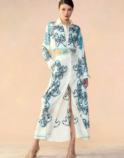 Outlet Cynthia Rowley Marseille Skirt WTBLU