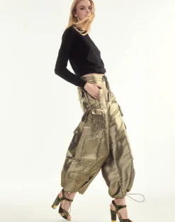 Best Cynthia Rowley Metallic Cargo Pants BLKGLD