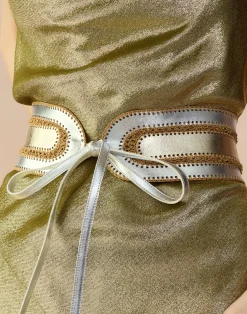 Outlet Cynthia Rowley Metallic Vegan Leather Belt GLDSV