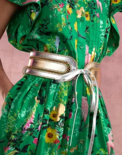 Outlet Cynthia Rowley Metallic Vegan Leather Belt GLDSV