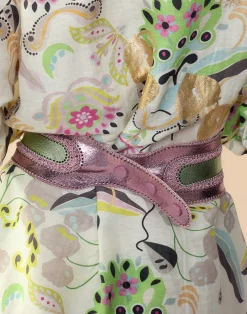 Outlet Cynthia Rowley Metallic Vegan Leather Belt GRNPK