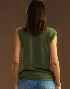 Hot Cynthia Rowley Mica Sleeveless Knit Top DRKGR