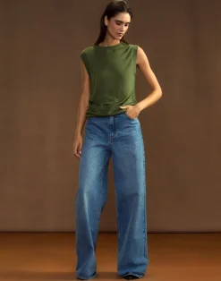 Hot Cynthia Rowley Mica Sleeveless Knit Top DRKGR