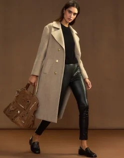 Discount Cynthia Rowley Noa Wool Trench Coat CAMEL