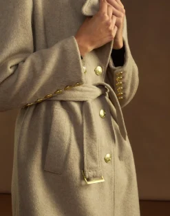 Discount Cynthia Rowley Noa Wool Trench Coat CAMEL