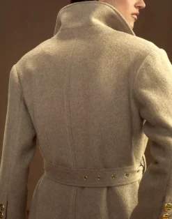 Discount Cynthia Rowley Noa Wool Trench Coat CAMEL