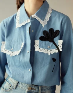 Clearance Cynthia Rowley Not My First Rodeo Shirt BLUCHM