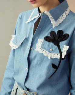 Clearance Cynthia Rowley Not My First Rodeo Shirt BLUCHM