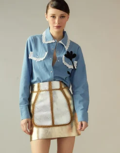 Clearance Cynthia Rowley Not My First Rodeo Shirt BLUCHM