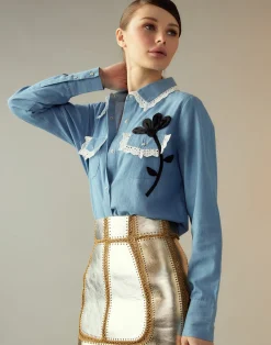 Clearance Cynthia Rowley Not My First Rodeo Shirt BLUCHM