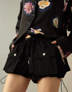 Discount Cynthia Rowley Nylon Cargo Shorts BLACK