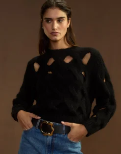 Hot Cynthia Rowley Open Knit Sweater BLACK
