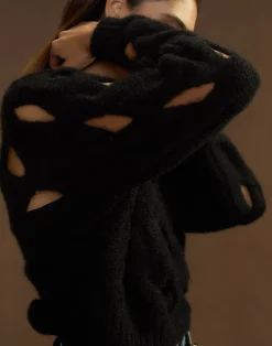 Hot Cynthia Rowley Open Knit Sweater BLACK