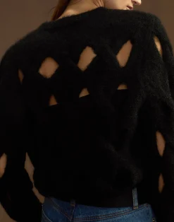 Hot Cynthia Rowley Open Knit Sweater BLACK