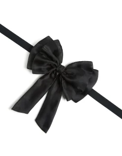 Clearance Cynthia Rowley Organza Bow Ribbon Tie BLACK