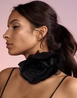 Outlet Cynthia Rowley Organza Flower Ties BLACK