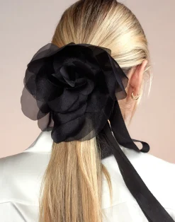 Outlet Cynthia Rowley Organza Flower Ties BLACK