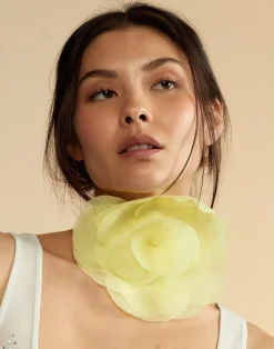 New Cynthia Rowley Organza Flower Ties Yellow