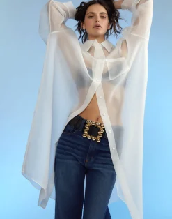 Fashion Cynthia Rowley Oversized Buckle Belt BLACK