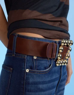 Online Cynthia Rowley Oversized Buckle Belt Brown