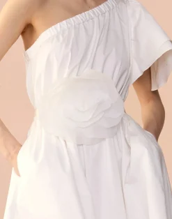 New Cynthia Rowley Oversized Organza Flower Tie White