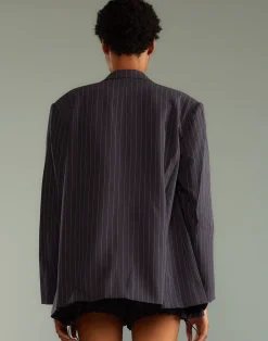 Sale Cynthia Rowley Pinstripe Blazer Navy