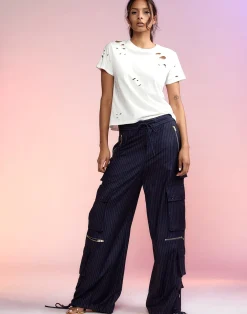 Fashion Cynthia Rowley Pinstripe Cargo Pants Navy