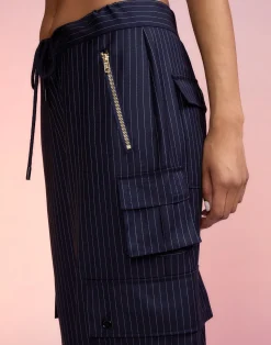 Fashion Cynthia Rowley Pinstripe Cargo Pants Navy