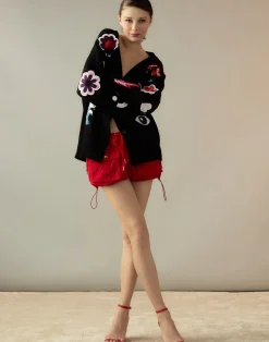 Best Cynthia Rowley Playful Patchwork Cardigan BLKMT