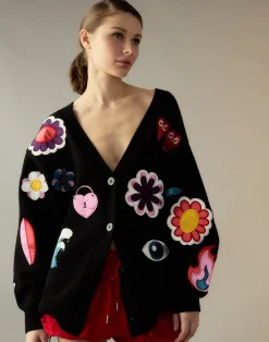 Best Cynthia Rowley Playful Patchwork Cardigan BLKMT