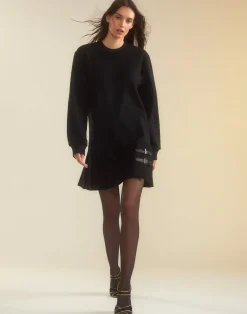Hot Cynthia Rowley Preston Kilt Sweatshirt Dress BLACK