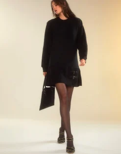 Hot Cynthia Rowley Preston Kilt Sweatshirt Dress BLACK