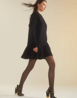 Hot Cynthia Rowley Preston Kilt Sweatshirt Dress BLACK