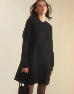 Hot Cynthia Rowley Preston Kilt Sweatshirt Dress BLACK