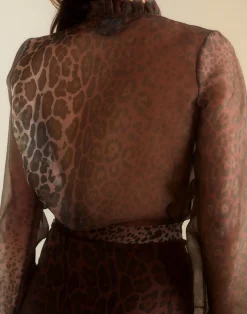 Sale Cynthia Rowley Prim Silk Organza Blouse LEOPD